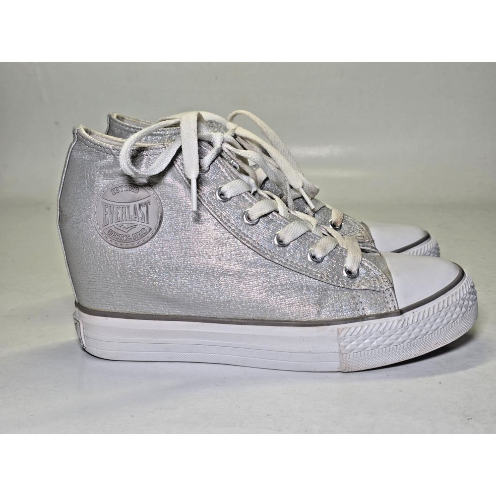 Everlast‎ Women's Sneakers Size 6 EU 38 Silver Gray White Platform Lase Up Shoes